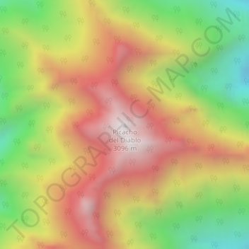 Mapa topográfico Picacho del Diablo, altitud, relieve