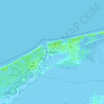 Mapa topográfico Mrzeżyno, altitud, relieve