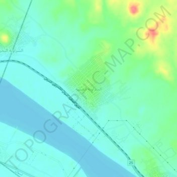 Mapa topográfico Al Sharauna, altitud, relieve