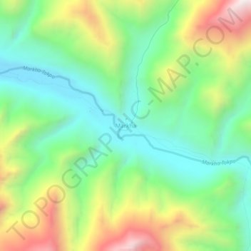 Mapa topográfico Markha, altitud, relieve