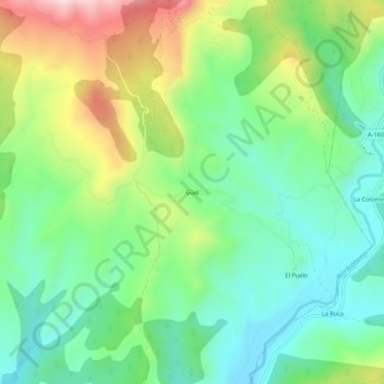 Mapa topográfico Güel, altitud, relieve