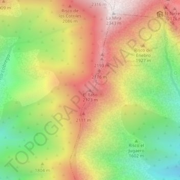 Mapa topográfico El Raso, altitud, relieve
