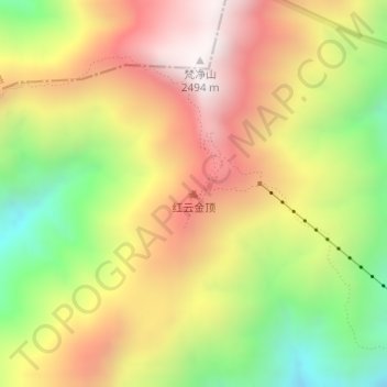 Mapa topográfico 红云金顶, altitud, relieve