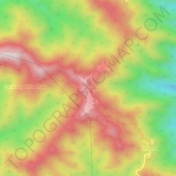Mapa topográfico Tengnoupal, altitud, relieve