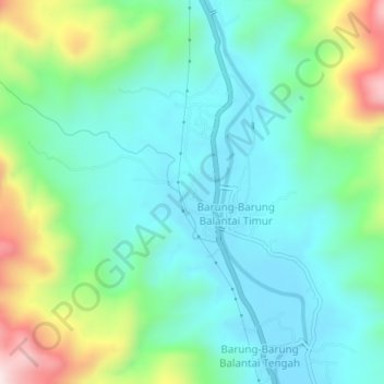 Mapa topográfico Barung-Barung Balantai, altitud, relieve