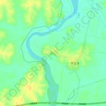 Mapa topográfico Bashi, altitud, relieve