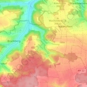 Mapa topográfico Steinbach, altitud, relieve