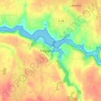 Mapa topográfico Kerbizodec, altitud, relieve