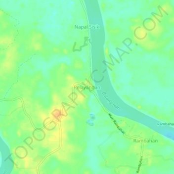 Mapa topográfico Pelayangan, altitud, relieve