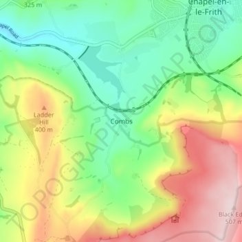 Mapa topográfico Combs, altitud, relieve