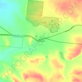 Mapa topográfico Morven, altitud, relieve