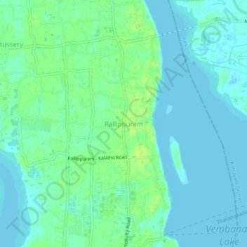 Mapa topográfico Pallippuram, altitud, relieve