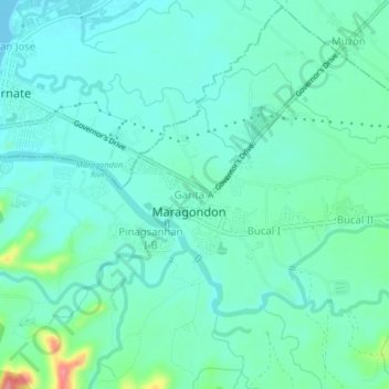 Mapa topográfico Garita A, altitud, relieve