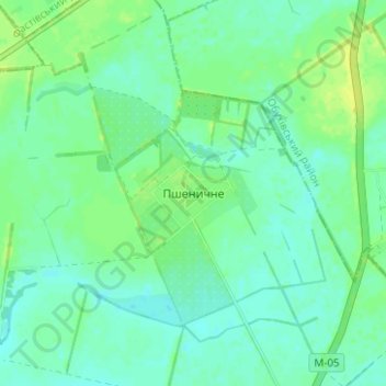 Mapa topográfico Pshenychne, altitud, relieve