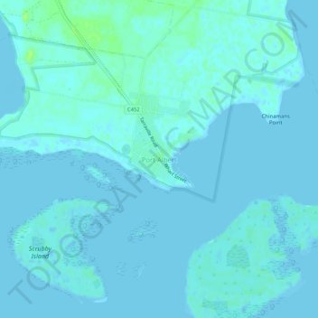Mapa topográfico Port Albert, altitud, relieve
