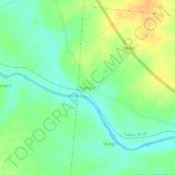 Mapa topográfico Nandur, altitud, relieve