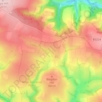 Mapa topográfico Gupworthy, altitud, relieve