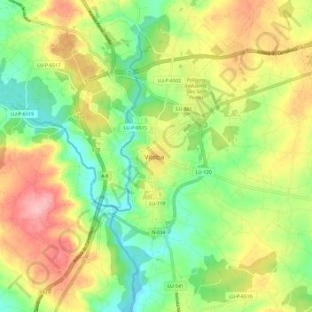 Mapa topográfico Vilalba, altitud, relieve