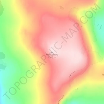 Mapa topográfico Ritničohkka, altitud, relieve