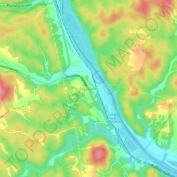 Mapa topográfico Big Island, altitud, relieve