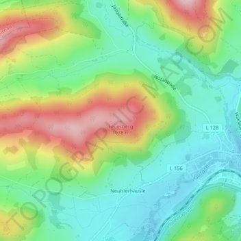 Mapa topográfico Feuerberg, altitud, relieve