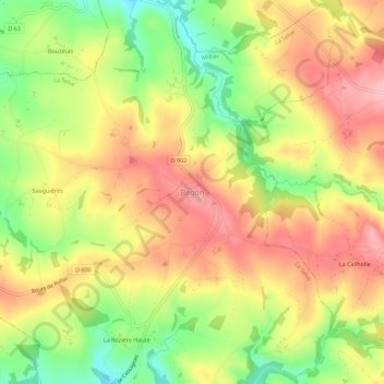 Mapa topográfico Bégon, altitud, relieve