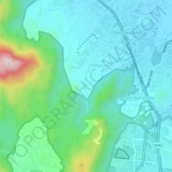 Mapa topográfico Pachwad, altitud, relieve
