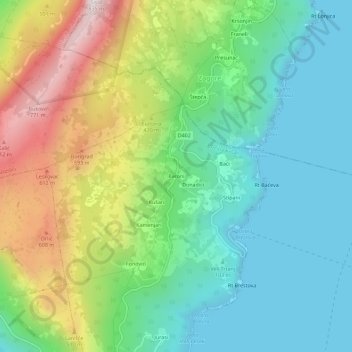 Mapa topográfico Paroni, altitud, relieve