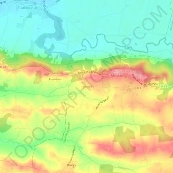Mapa topográfico Tauziede, altitud, relieve
