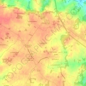 Mapa topográfico La Brossière, altitud, relieve