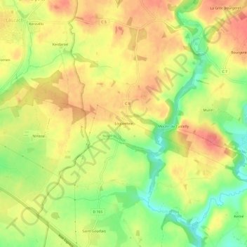 Mapa topográfico Logorenne, altitud, relieve