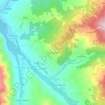 Mapa topográfico Casa Soprana, altitud, relieve