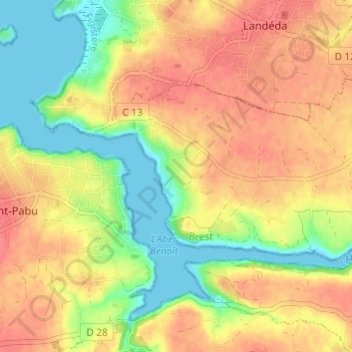 Mapa topográfico Camean Izella, altitud, relieve