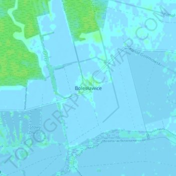 Mapa topográfico Bolesławice, altitud, relieve