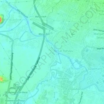 Mapa topográfico Pameuntasan, altitud, relieve