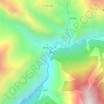 Mapa topográfico Chirwa, altitud, relieve