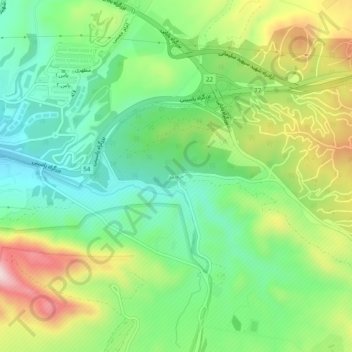 Mapa topográfico Khojir, altitud, relieve