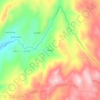Mapa topográfico Pigarzos, altitud, relieve