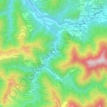 Mapa topográfico Trefontane, altitud, relieve