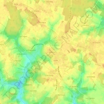 Mapa topográfico Le Bourg, altitud, relieve