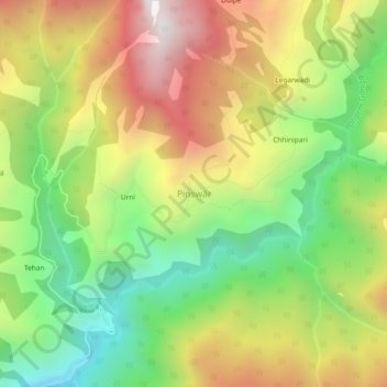 Mapa topográfico Pinswār, altitud, relieve