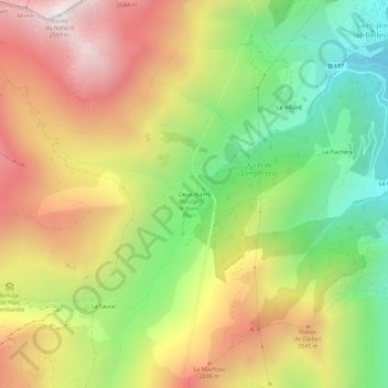 Mapa topográfico Deux-Nants, altitud, relieve