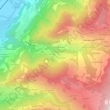 Mapa topográfico La Planta, altitud, relieve