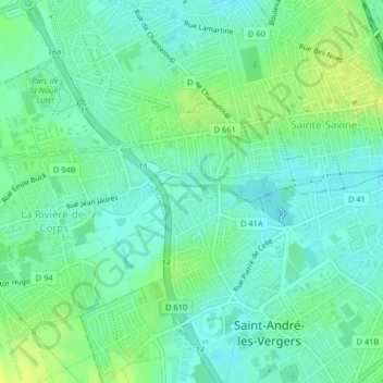 Mapa topográfico Notre-Dame des Prés, altitud, relieve