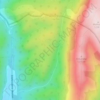 Mapa topográfico Zotola, altitud, relieve