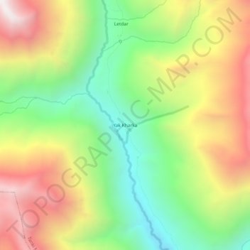 Mapa topográfico Yak Kharka, altitud, relieve