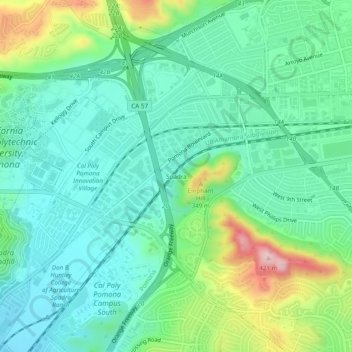 Mapa topográfico Spadra, altitud, relieve