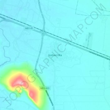 Mapa topográfico Valtierrilla, altitud, relieve