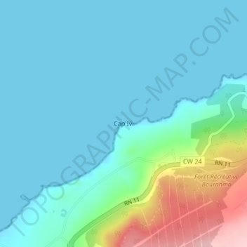 Mapa topográfico Cap Ivi, altitud, relieve
