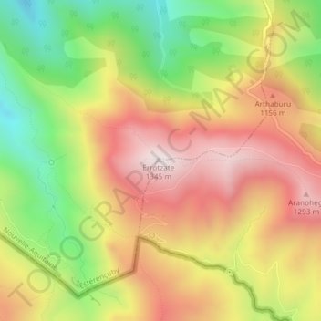 Mapa topográfico Errozate, altitud, relieve